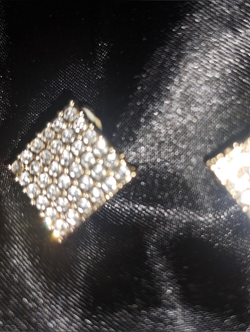 Gold-Tone Paved Square Clip-On Earrings - Sparkling Clear Crystal